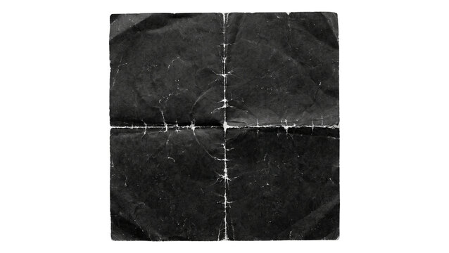 black crumpled paper texture with folds and creases for abstract background or graphic design element