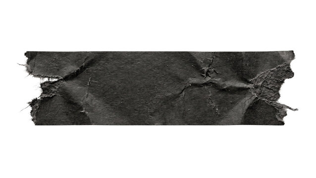black crumpled paper with torn edges isolated for design element and abstract background with rough texture