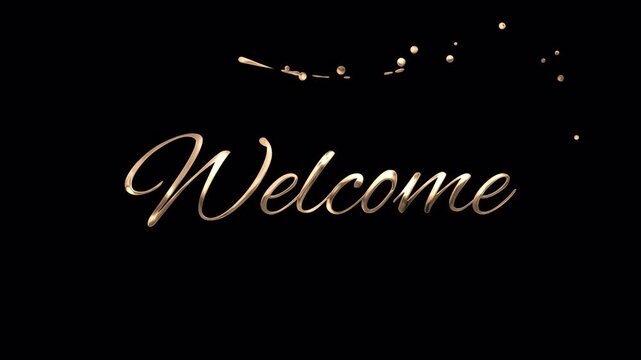 Elegant Gold Welcome Animation with Thank You For Joining Us Text and Sparkling Particles on Black Background for Luxury Events and Corporate Presentations