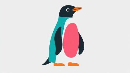 Fototapeta premium Cute penguin illustration on plain background for kids' content