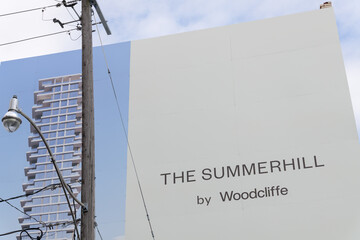 Fototapeta premium poster billboard advertising The Summerhill by Woodcliffe, mixed-use development at 1196-1210 Yonge St / 2-8 Birch Av, residential and commercial tower, Toronto