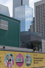 Fototapeta premium Ontario Line sign at the future Osgoode subway station at northeast corner of University Av and Queen St W, Toronto