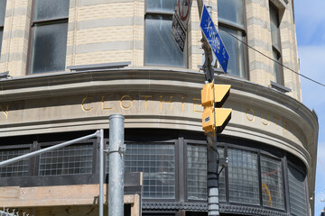 Fototapeta premium reconstructed Philip Jamieson Building at the northwest corner of 2 Queen St W and Yonge St (Woolworth Building), designed by Samuel Curry and Francis S Baker, 1896, Toronto