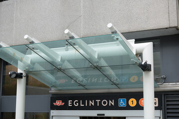 Fototapeta premium entrance to Eglinton subway station Line 1 at Yonge St, Toronto