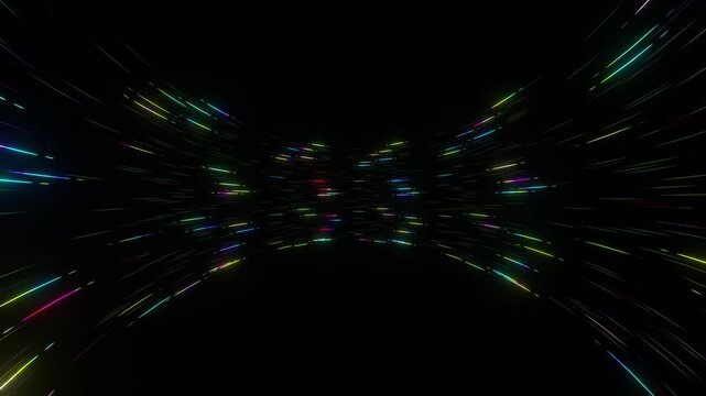 Futuristic Multicolor Neon Speed Tunnel with Glowing Light Trails and Dynamic Hyperspace Motion