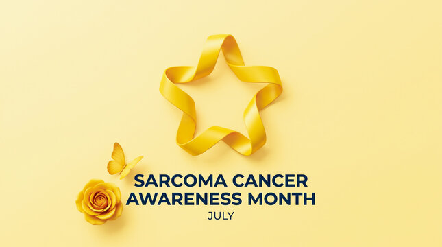 Golden ribbon symbol for sarcoma cancer awareness month with yellow ribbon