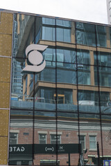 Fototapeta premium corporate logo of Scotiabank on a facade in downtown Toronto