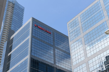 Fototapeta premium upward view of Morningstar DBRS Tower located at 181 University Av / 150 York St, Adelaide Place, Toronto