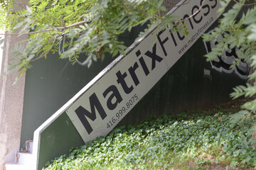Fototapeta premium sign on staircase at Matrix Fitness Inc located at 1650 Yonge St, Toronto