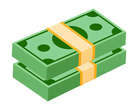 Stack of US Dollar Bills with Paper Band Isolated