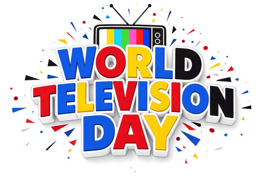 Colorful world television day celebration with vibrant letters and retro tv illustration design