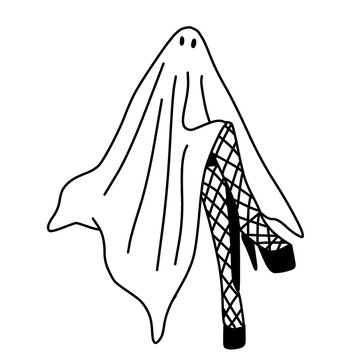 Ghost in fishnet stockings, a sexy halloween vector.