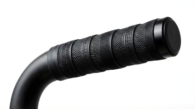 Black rubber bicycle handlebar grip isolated on white background