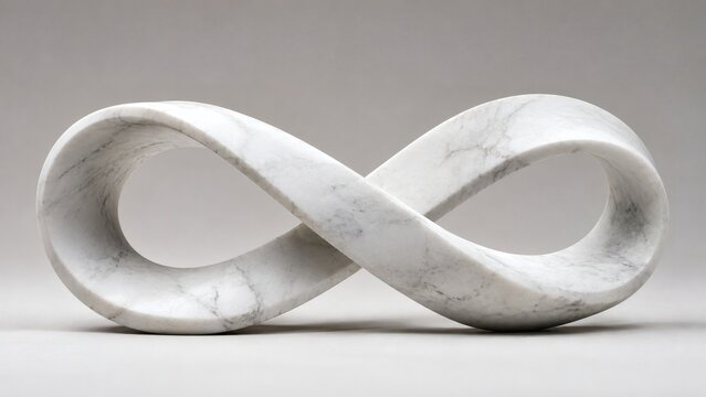 Sculpted Solid White Carrara Marble Ribbon Interlocking in Endless Loop