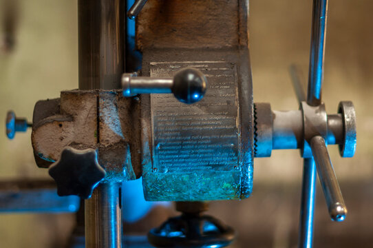 Abandoned old industrial textile research institute with laboratory chemistry glass, machinery workshop and factory hall