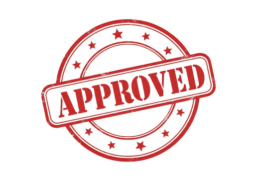 Red approved rubber stamp graphic isolated on transparent background