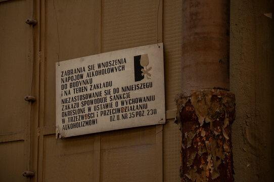 Abandoned old industrial textile research institute with laboratory chemistry glass, machinery workshop and factory hall