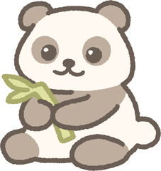 Cute panda holding bamboo stalk vector illustration, wild animal concept © 예주 김