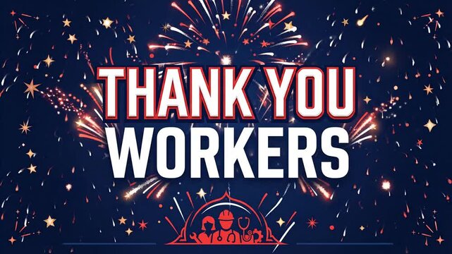 Appreciation graphic for workers with professional icons on blue
