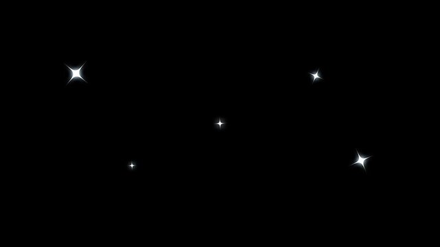 Twinkle star glitter sparkle, shiny glowing night stars, fairy twinkle  white doodle cartoon blinking stars with transparent alpha black background 4k.