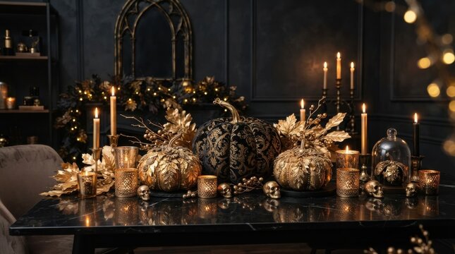 Luxury Dark Gothic Table Setting for Halloween