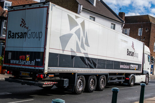A Barsan Group Twelve Wheel Articulated Lorry With Hydraulic Tail lift On A Public Road