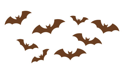 Fototapeta premium Flying Bat Silhouette Collection, Halloween Animal Vector Illustration Set for Spooky Night and Gothic Decoration Design