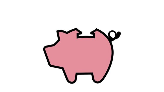 video of saving coins in a piggy bank