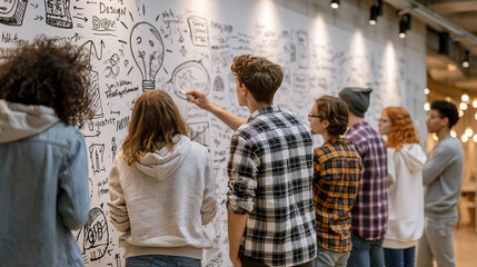 Obraz premium creative_team_sketching_ideas_on_whiteboard