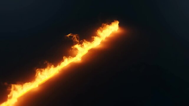 Dynamic Fire Stream Fast Movement Dark Background Motion Graphic