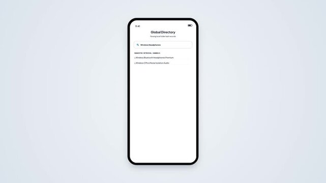 Global Directory Search Bar Auto Suggestion Mobile App Interface Animation