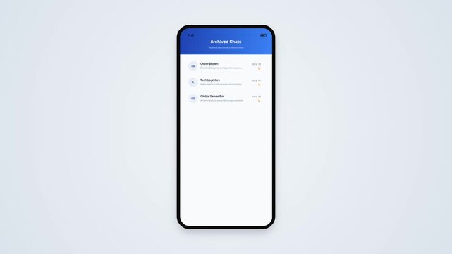 Archived Chats Messaging Mobile App User Interface Animation Mockup