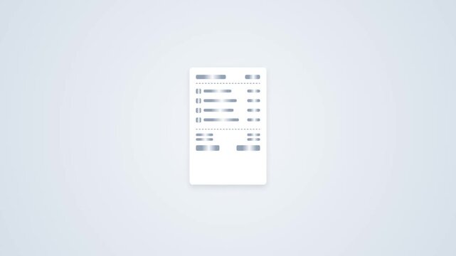 Minimalist Paper Payment Receipt Transaction Itemized List Animated Vector Graphic