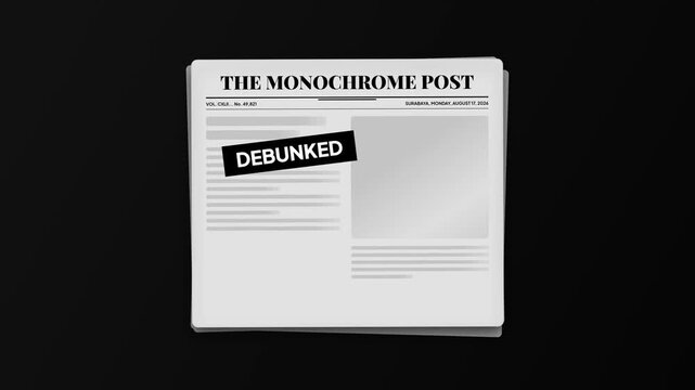 Newspaper Debunked Black Stamp Fake News Verification Graphic Design