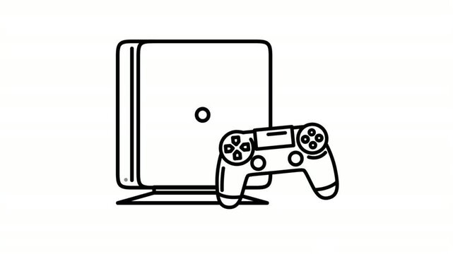 PS4 animated icon showing video game console and gamepad controller outline