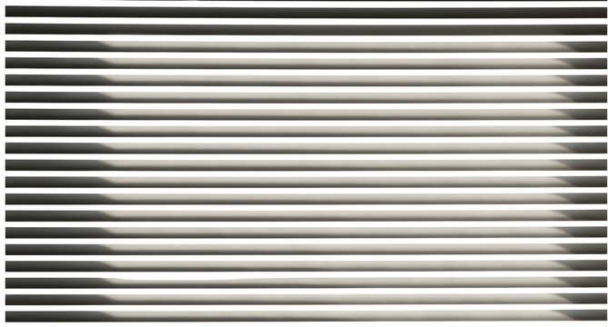 Horizontal window blind slats casting light and shadow pattern