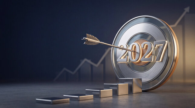 2027 target arrow bullseye goal success achievement focus accuracy planning growth