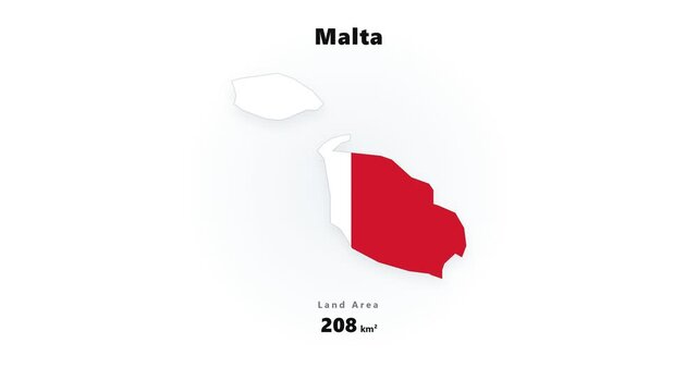 Digital graphics displaying the national flag of Malta alongside the country's total land area statistic in a clean informational layout