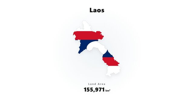 Digital graphics displaying the national flag of Laos alongside the country's total land area statistic in a clean informational layout