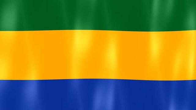 Digital graphics of the waving national flag of Gabon