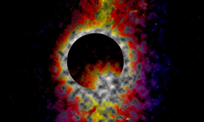 Black hole with colorful cosmic explosion background © Beethi