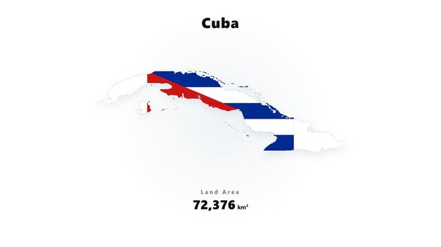 Digital graphics displaying the national flag of Cuba alongside the country's total land area statistic in a clean informational layout