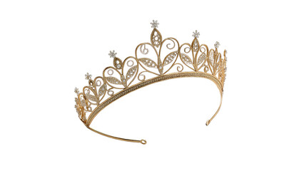 Elegant golden tiara crystal crown royal isolated on transparent background © Griffin