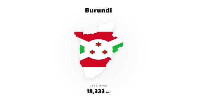 Digital graphics displaying the national flag of Burundi alongside the country's total land area statistic in a clean informational layout