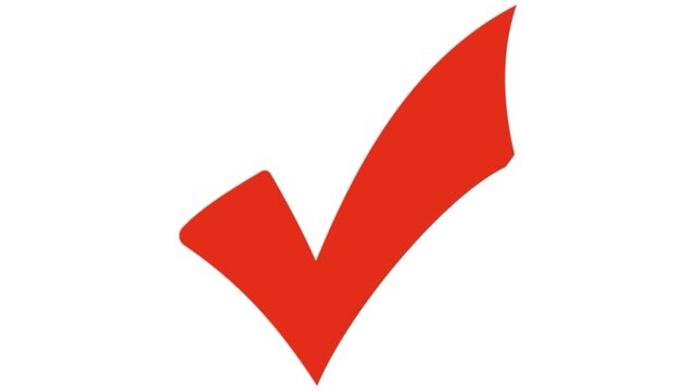 Red check mark symbol isolated on transparent background for success choice validation correct voting selection survey and completion icon graphic design