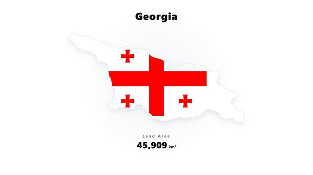 Digital graphics displaying the national flag of Georgia alongside the country's total land area statistic in a clean informational layout