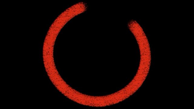 Red textured circular chalk brush stroke frame isolated on transparent background incomplete ring design element for logo badge outline loading icon graphic