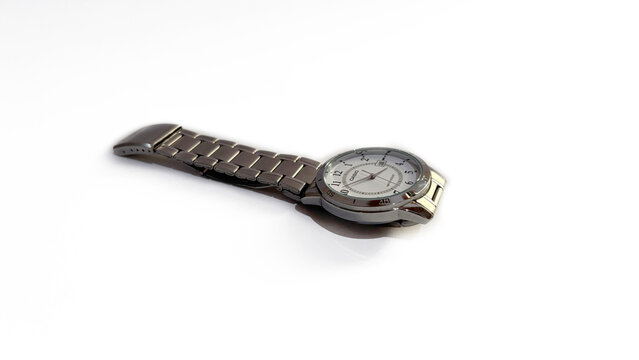 Kediri, East Java, Indonesia &ndash; August 16, 2026: Metallic Wristwatch with Dark Dial Photographed in Multiple Angles