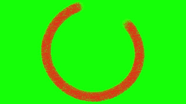 Red textured circular chalk brush stroke frame isolated on transparent background incomplete ring design element for logo badge outline loading icon graphic