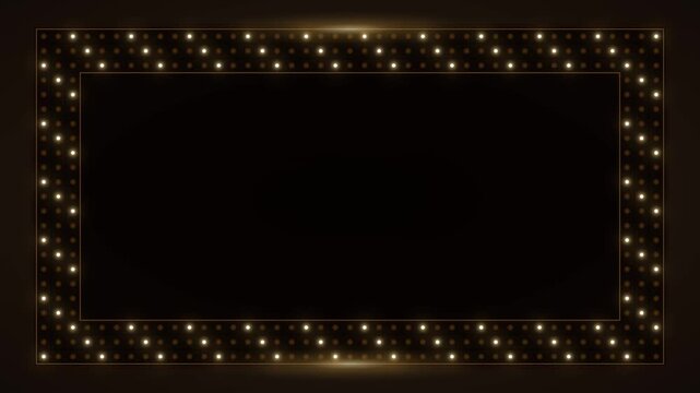 Gold led light frame border with glowing bulbs for luxury event invitations and titles
